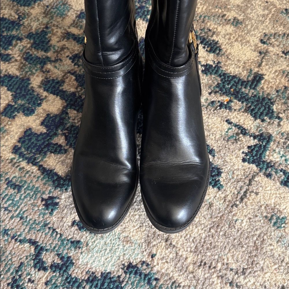 Tommy Hilfiger Black Over the Knee Boots with Gold Accent - Picture 6 of 8